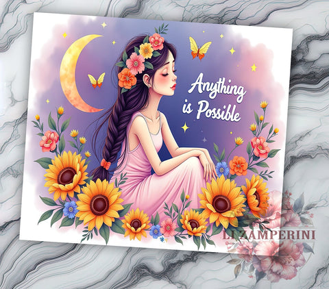 Anything Is Possible Tumbler, 20oz Sublimation Design, Mystic Tumbler PNG, Inspirational Quote Tumbler, Digital Download Tumbler, Bohemian Gift Tumbler Sublimation Li Zamperini 