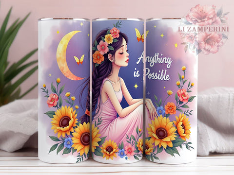 Anything Is Possible Tumbler, 20oz Sublimation Design, Mystic Tumbler PNG, Inspirational Quote Tumbler, Digital Download Tumbler, Bohemian Gift Tumbler Sublimation Li Zamperini 