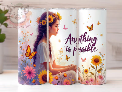 Anything is Possible Tumbler, Inspirational Tumbler Wrap, 20oz Sublimation Design, Positive Vibes Tumbler PNG, Motivational Tumbler Wrap, Digital Download Tumbler Sublimation Lara' s Designs 
