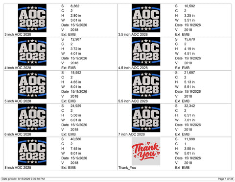 AOC 2028 Embroidery Design – Political Election Machine Embroidery File, Campaign Style AOC 2028 Design Embroidery/Applique DESIGNS PatternFeed8 