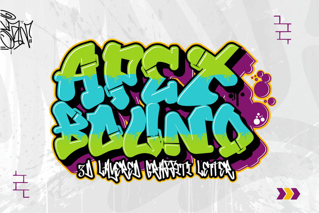 Apex Bound - 3d Layered Graffiti Font Font Mozzatype 