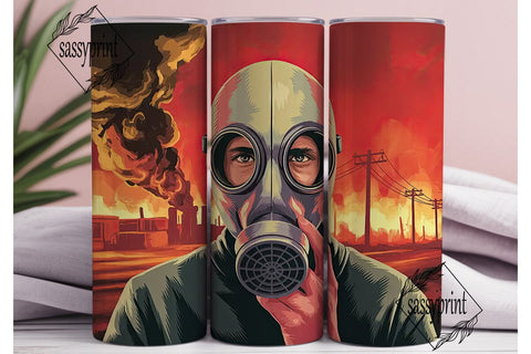 Apocalyptic Gas Mask 20oz Tumbler Wrap Sublimation sassyprint 