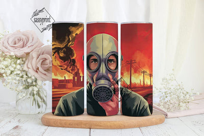 Apocalyptic Gas Mask 20oz Tumbler Wrap Sublimation sassyprint 