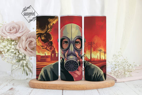 Apocalyptic Gas Mask 20oz Tumbler Wrap Sublimation sassyprint 