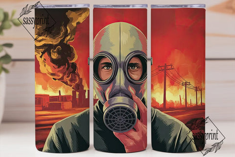 Apocalyptic Gas Mask 20oz Tumbler Wrap Sublimation sassyprint 