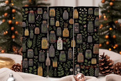 Apothecary Jars Floral 20oz Tumbler Wrap Sublimation DesignSVG 