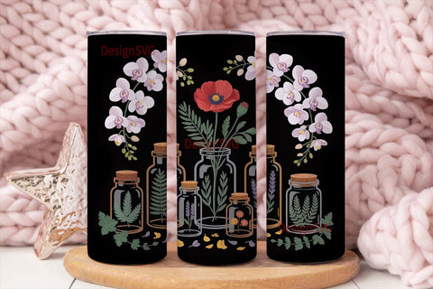 Apothecary Jars Floral 20oz Tumbler Wrap Sublimation DesignSVG 