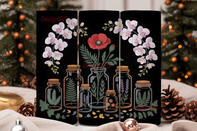 Apothecary Jars Floral 20oz Tumbler Wrap Sublimation DesignSVG 