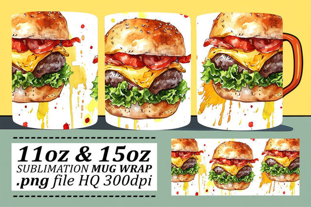 Appetizing Art for Mugs with Fast Food Patterns Sublimation afrosvg 