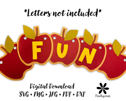 Apple Banner SVG Cut File for Classroom, DIY Autumn Home Decor, or Fall Events SVG Flowingcreek 