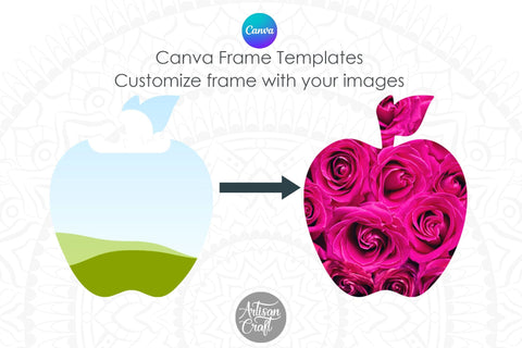 Apple Canva Frame | Canva Template | Apple Silhouette Digital Pattern Artisan Craft SVG 