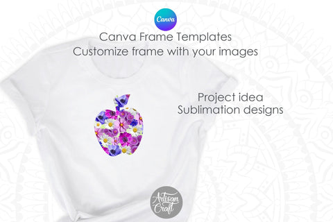 Apple Canva Frame | Canva Template | Apple Silhouette Digital Pattern Artisan Craft SVG 