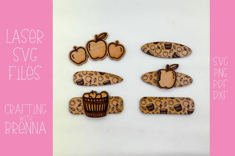Apple Hair Clip Bundle Laser SVG File SVG Crafting With Brenna 
