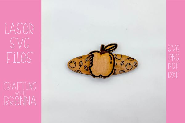 Apple Hair Clip Laser SVG File SVG Crafting With Brenna 