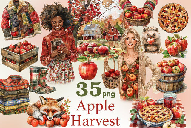 Apple Harvest Clipart | Apple Garden PNG SVG GlamArtZhanna 