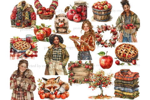 Apple Harvest Clipart | Apple Garden PNG SVG GlamArtZhanna 