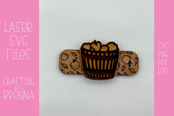 Apple Harvest Hair Clip Laser SVG File SVG Crafting With Brenna 