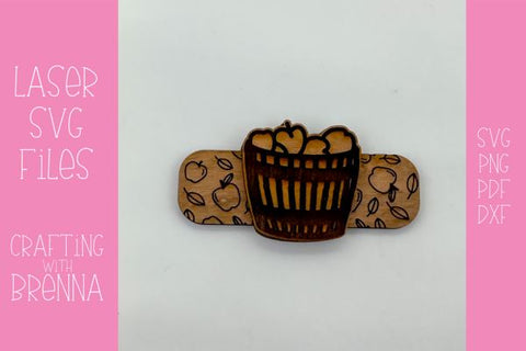 Apple Harvest Hair Clip Laser SVG File SVG Crafting With Brenna 