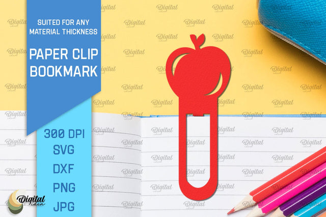 Apple Paper Clip Bookmark. Bookmark Clip Template SVG 3D Paper Evgenyia Guschina 
