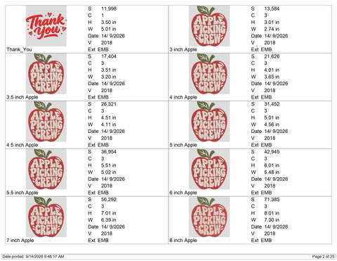 Apple Picking Crew Embroidery Design – Fall Apple Machine Embroidery File, Autumn Orchard Picking Crew Design Embroidery/Applique DESIGNS PatternFeed8 