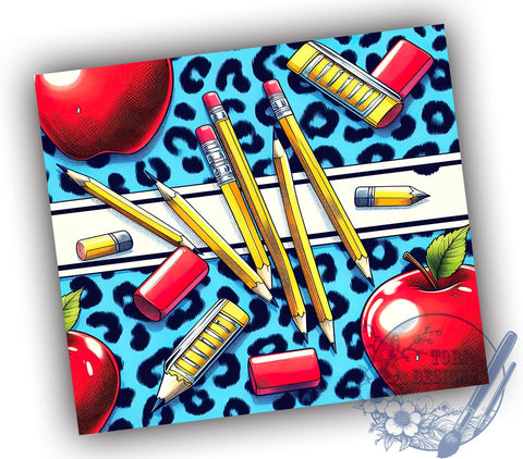 Apple Teacher 20oz Skinny Tumbler, Teacher Tumbler Png, Straight & Tapered Tumbler Wrap, Instant Digital Download Sublimation ToriDesigns 