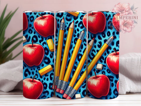 Apple Teacher 20oz Tumbler Wrap PNG, Back To School Tumbler Png, Straight & Tapered Tumbler Wrap, Instant Digital Download Sublimation Li Zamperini 