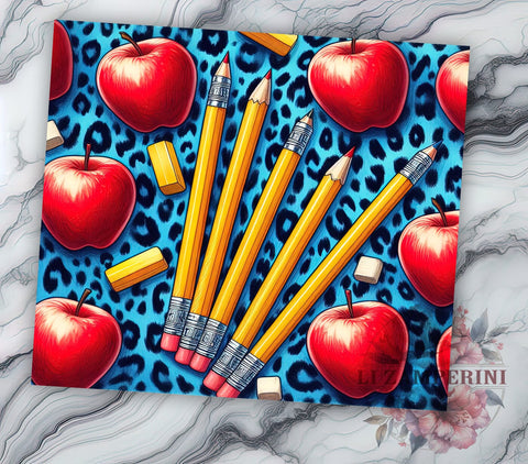 Apple Teacher 20oz Tumbler Wrap PNG, Back To School Tumbler Png, Straight & Tapered Tumbler Wrap, Instant Digital Download Sublimation Li Zamperini 