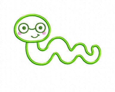 Applique Bookworm Machine Embroidery Design Embroidery/Applique DESIGNS Rivermill Embroidery 