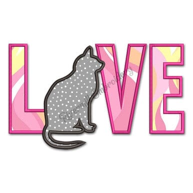 Applique Cat Love Machine Embroidery Design Embroidery/Applique DESIGNS Rivermill Embroidery 
