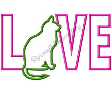 Applique Cat Love Machine Embroidery Design Embroidery/Applique DESIGNS Rivermill Embroidery 