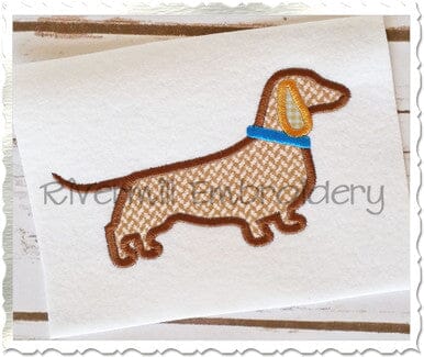 Applique Dachshund Silhouette With Collar Machine Embroidery Design Embroidery/Applique DESIGNS Rivermill Embroidery 