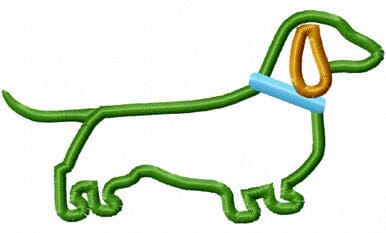 Applique Dachshund Silhouette With Collar Machine Embroidery Design Embroidery/Applique DESIGNS Rivermill Embroidery 