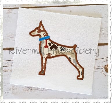 Applique Doberman With a Collar Dog Silhouette Machine Embroidery Design Embroidery/Applique DESIGNS Rivermill Embroidery 