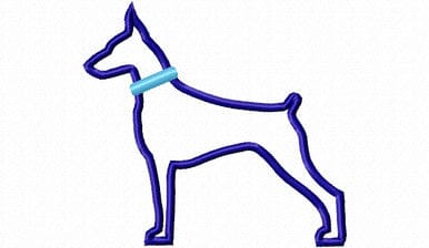 Applique Doberman With a Collar Dog Silhouette Machine Embroidery Design Embroidery/Applique DESIGNS Rivermill Embroidery 