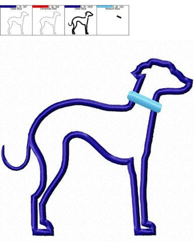 Applique Italian Greyhound Dog Silhouette Machine Embroidery Design Embroidery/Applique DESIGNS Rivermill Embroidery 