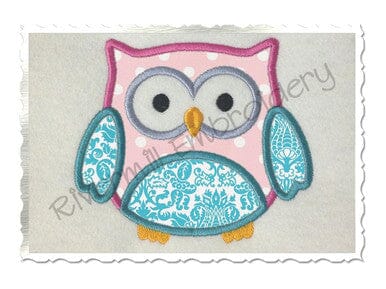 Applique Owl Machine Embroidery Design (Style #2) Embroidery/Applique DESIGNS Rivermill Embroidery 