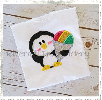 Applique Penguin With A Snow Cone Machine Embroidery Design Embroidery/Applique DESIGNS Rivermill Embroidery 