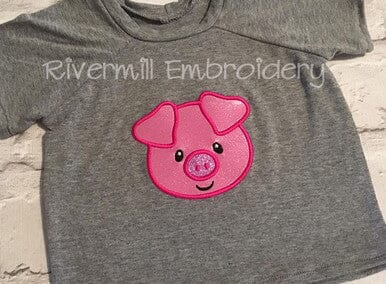 Applique Pig Front & Back Machine Embroidery Design Embroidery/Applique DESIGNS Rivermill Embroidery 