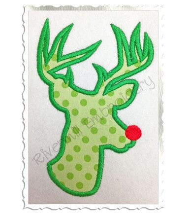 Applique Red Nosed Reindeer Machine Embroidery Design Embroidery/Applique DESIGNS Rivermill Embroidery 