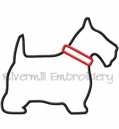 Applique Scottie Dog Silhouette With Collar Machine Embroidery Design Embroidery/Applique DESIGNS Rivermill Embroidery 