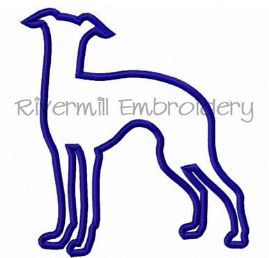 Applique Whippet Dog Silhouette Machine Embroidery Design Embroidery/Applique DESIGNS Rivermill Embroidery 
