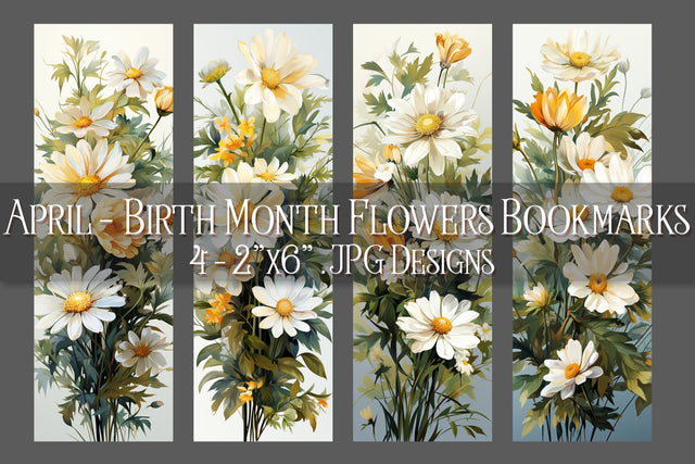 April Bookmark, Floral Bookmark, Daisy Bookmarks, Birthday Flower Bookmark s1 Sublimation Designing with Marlo 