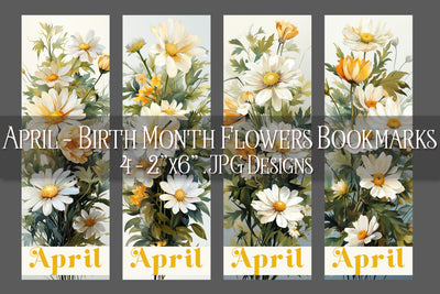 April Bookmark, Floral Bookmark, Daisy Bookmarks, Birthday Flower Bookmark s2 Sublimation Designing with Marlo 