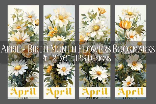 April Bookmark, Floral Bookmark, Daisy Bookmarks, Birthday Flower Bookmark s2 Sublimation Designing with Marlo 
