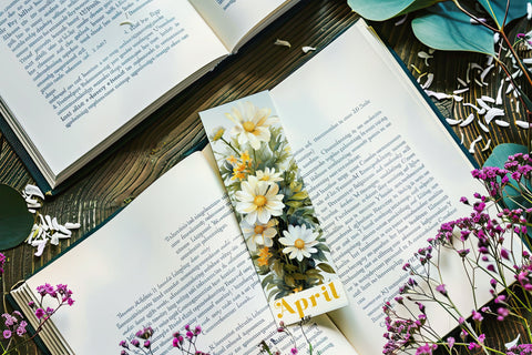 April Bookmark, Floral Bookmark, Daisy Bookmarks, Birthday Flower Bookmark s2 Sublimation Designing with Marlo 