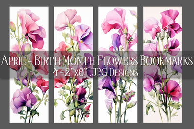 April Bookmark, Floral Bookmark, Sweetpea Bookmarks, Birthday Flower Bookmark s1 Sublimation Designing with Marlo 
