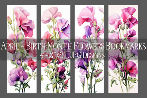 April Bookmark, Floral Bookmark, Sweetpea Bookmarks, Birthday Flower Bookmark s1 Sublimation Designing with Marlo 