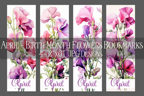 April Bookmark, Floral Bookmark, Sweetpea Bookmarks, Birthday Flower Bookmark s2 Sublimation Designing with Marlo 