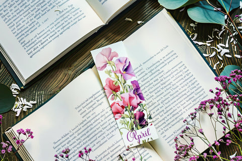 April Bookmark, Floral Bookmark, Sweetpea Bookmarks, Birthday Flower Bookmark s2 Sublimation Designing with Marlo 