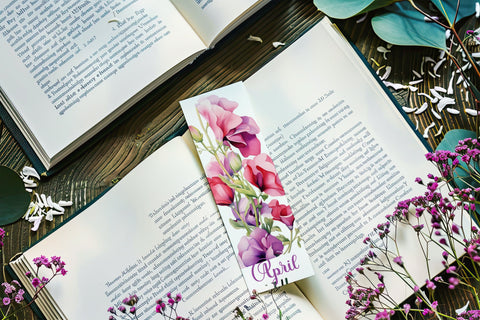 April Bookmark, Floral Bookmark, Sweetpea Bookmarks, Birthday Flower Bookmark s2 Sublimation Designing with Marlo 